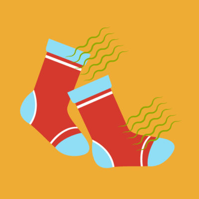 Illustration of a pair of red, stinky socks